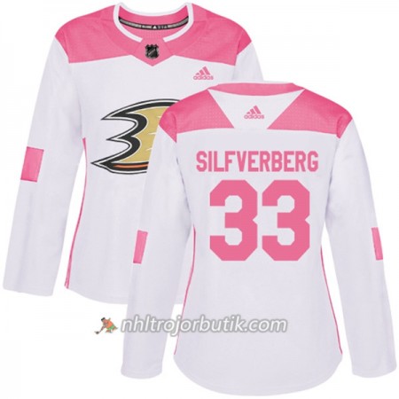 Dame Ishockey Anaheim Ducks Tröja Jakob Silfverberg 33 Adidas 2017-2018 Vit Rosa Fashion Authentic